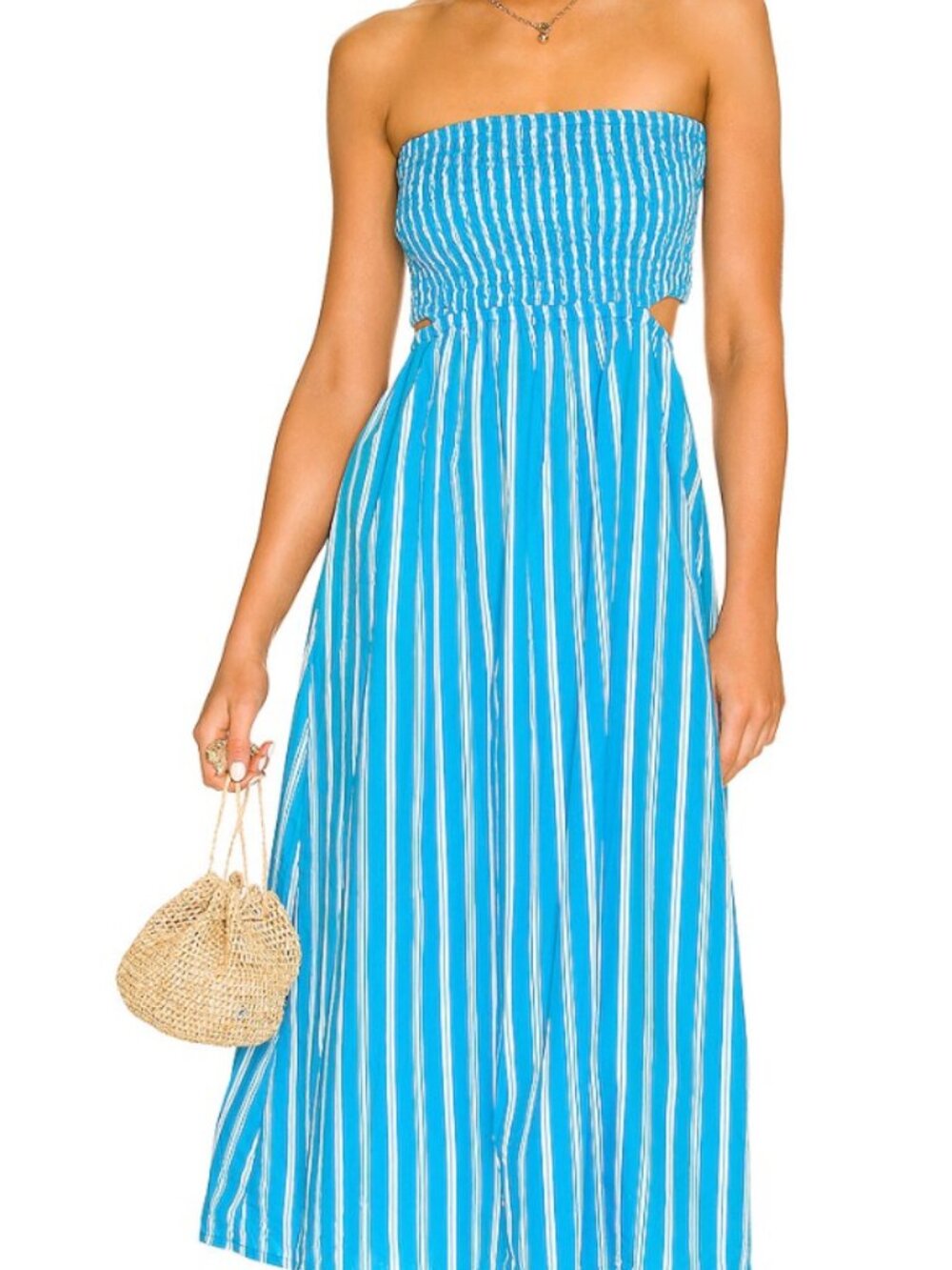 Faithfull the Brand Blue Deva Midi Dress
